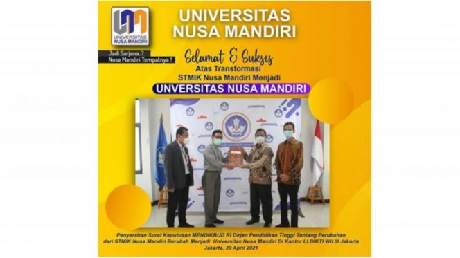
					Penyerahan Surat Keputusan Kemendikbud Tentang Perubahan STMIK Nusa Mandiri Menjadi Universitas Nusa Mandiri