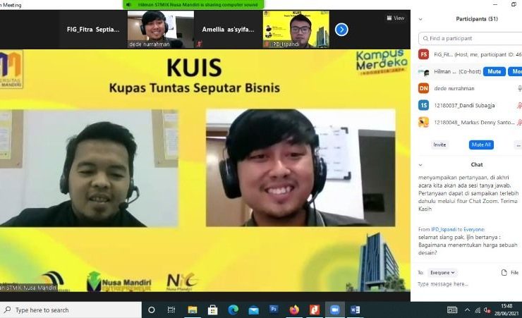 Nusa Mandiri Entrepreneur Center Sukses Gelar Webinar KUIS Bersama Alumni