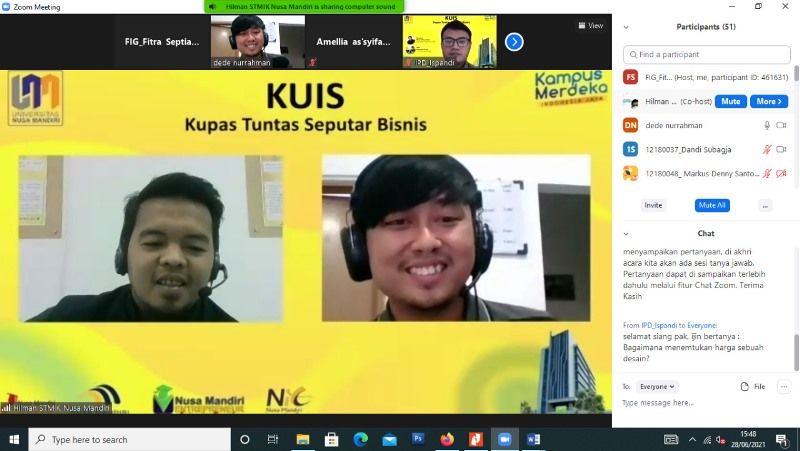 Nusa Mandiri Entrepreneur Center Sukses Gelar Webinar KUIS Bersama Alumni