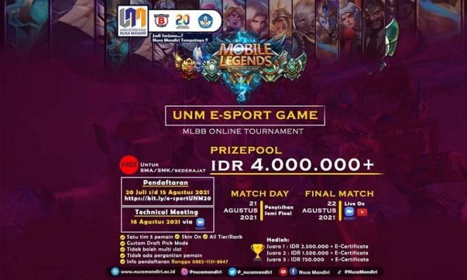 
					Ayo Ikut ! Universitas Nusa Mandiri Buka Turnamen Esports Mobile Legends