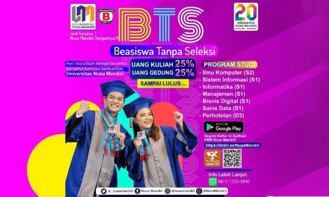 
					Pandemi Membuat Bingung Mau Kuliah? Gabung Aja di Program BTS Universitas Nusa Mandiri