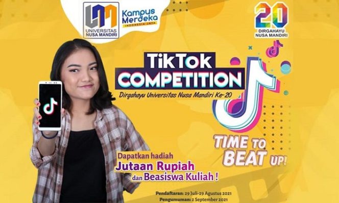 
					Berhadiah Beasiswa Kuliah dan Uang Tunai Loh! Yuk Ikut TikTok Competition