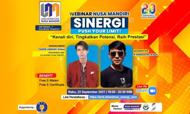 
					Foto : Flayer Webinar Nusa Mandiri Sinergi Bidang Kemahasiswaan