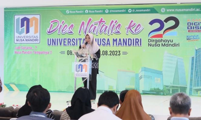 
					Semangat Kekuatan dan Harapan Menyemarakkan Dies Natalis Ke-22 Universitas Nusa Mandiri (UNM)