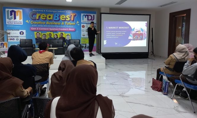 
					Tips Menjadi Content Creator Bermanfaat pada sesi Workshop CreaBesT, (Dok: Universitas Nusa Mandiri)