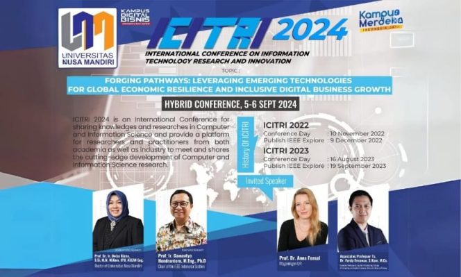 
					Universitas Nusa Mandiri Kembali Tandai Kehadirannya dengan Konferensi Internasional ke-3 ICITRI 2024