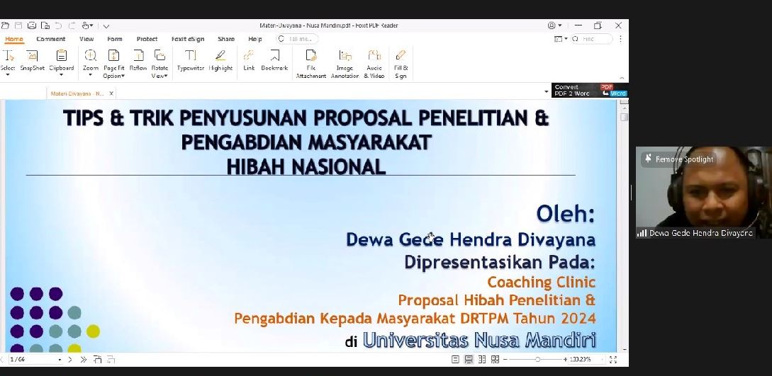 Coaching Clinic LPPM Universitas Nusa Mandiri