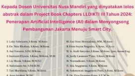 17 Dosen Universitas Nusa Mandiri Lolos Abstrak Program Book Chapters LLDIKTI Wilayah III Tahun 2024