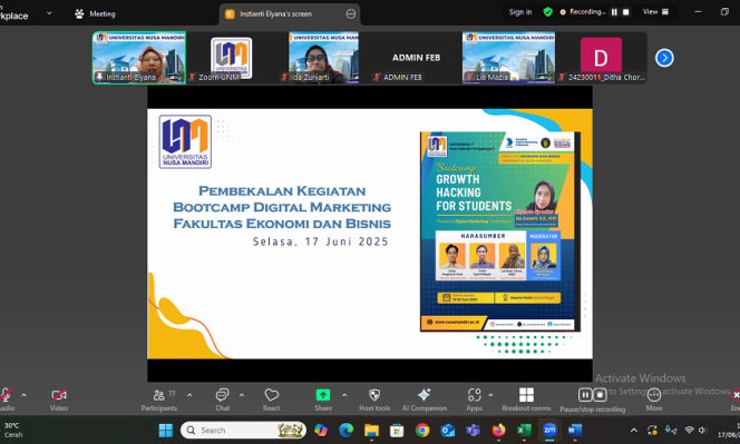 
					Mahasiswa Manajemen Ikuti Pembekalan Menuju Bootcamp Digital Marketing