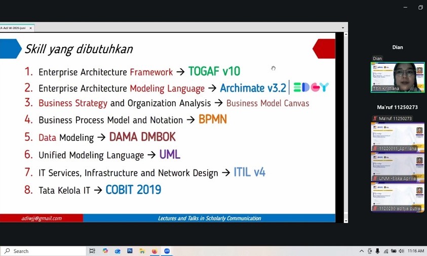 Mahasiswa Sistem Informasi UNM Dibekali Enterprise Architecture