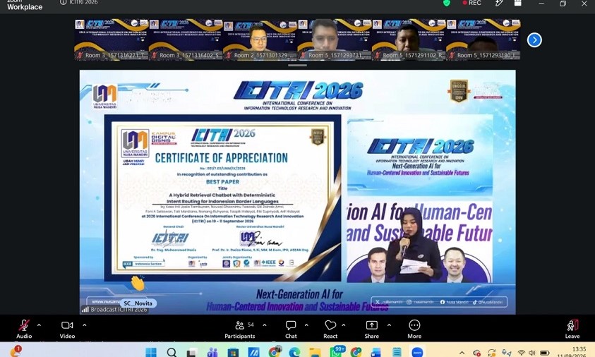 Mahasiswa Sains Data UNM Raih Best Paper di Seminar Internasional ICITRI 2026 Mahasiswa Sains Data UNM Raih Best Paper
